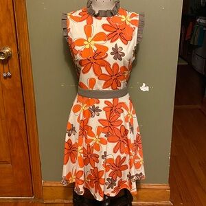 Ruffled Floral Open Back Dress